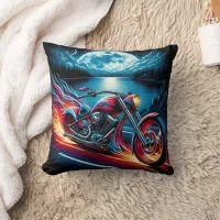 Riding through the night with passion and freedom throw pillow