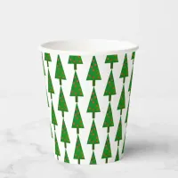 Bright Christmas Trees on White Paper Cups