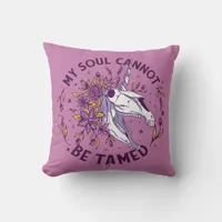 My Soul Can Not Be Tamed Unicorn Skull Throw Pillow