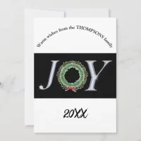 Elegant silver holly berry wreath christmas holiday card