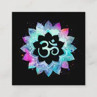 *~*  Energy Healing Lotus Mandala Om Aum Symbol Square Business Card