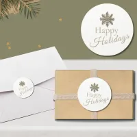 Minimal Gold Happy Holidays Round Sticker