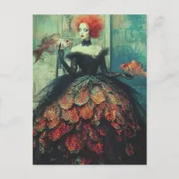 Red haired Woman in Fish Fashions Postcard