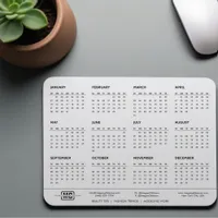 White Minimalist Vibes 2024 Monogrammed Calendar Mouse Pad