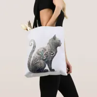 Paisley Profile Cat Tote Bag