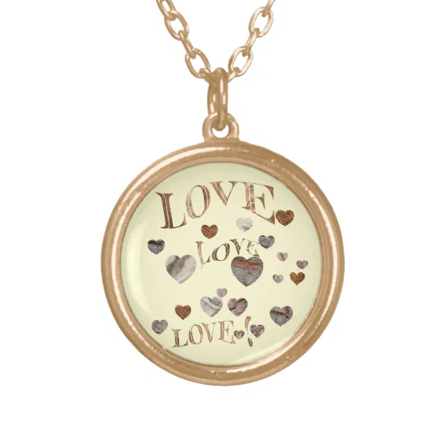 D&#233;claration d’amour bois - Wood love declaration Gold Plated Necklace