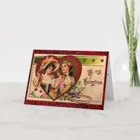 Victorian Valentines Couple with Verse Card