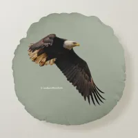 A Bald Eagle Takes to the Sky Round Pillow