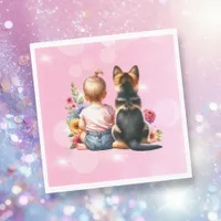 Baby Girl and her Puppy | Baby Shower   Napkins