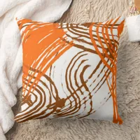 Boho Brown, Orange Abstract Design    Throw Pillow