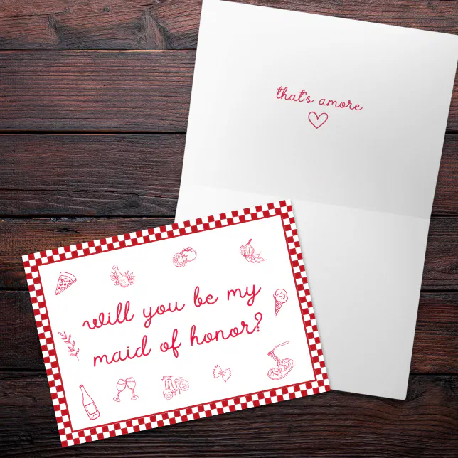Italian "That's Amore" Maid of Honor Proposal  Card