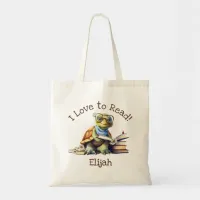 I Love to Read with Cute Baby Turtle Tote Bag