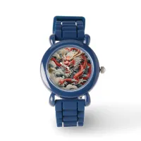 Fire breathing dragon red and white scale watch