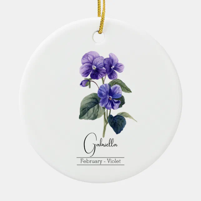 Birth Month Flower Febuary Violet  Ceramic Ornament