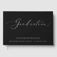 Custom Black High School Grad Party Graduation  Foil Guest Book