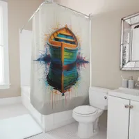 Vibrant Abstract Boat Art Artistic Design Shower Curtain