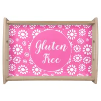 Pretty Pink and White Floral Gluten Free Celiac Serving Tray