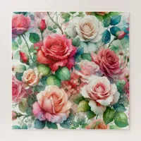 Whimsical Rose Pattern Jigsaw Puzzle