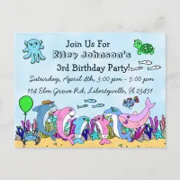 Baby Shark Family Custom Birthday Invitation Postcard