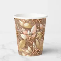 Pink Gold Christmas Pattern#8 ID1009 Paper Cups