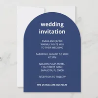 QR Code Navy Blue All In One Wedding Invitation