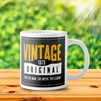Vintage Original Black Leather Birth Year Giant Coffee Mug