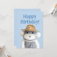 Aloha Sock Monkey Birthday Card