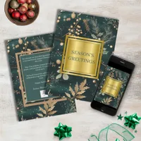 Elegant Green Christmas Botanical Business Holiday Card