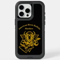 Gold Bison Buffalo Rocking out on Guitar iPhone 15 Pro Max Case