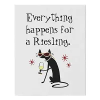 Everything Happens for a Riesling Wine Pun Faux Canvas Print
