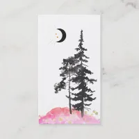 *~*  Crescent Moon Trees Gold Stars Glitter Pink Business Card