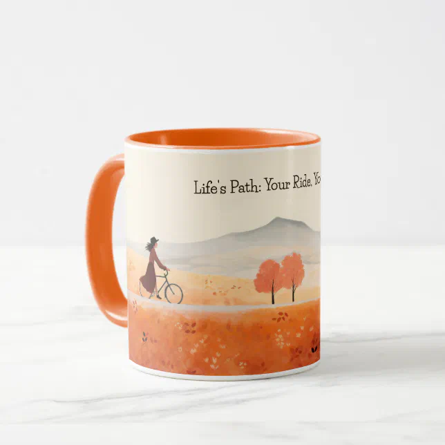 Girl Riding a Bike Watercolor Painting | Art Coffe Mug