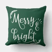 merry and bright Christmas Holiday Throw Pillow