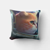 cat astronaut Throw Pillow