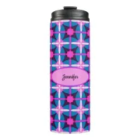 Retro Geometric Design in Pink, Purple and Blue -  Thermal Tumbler