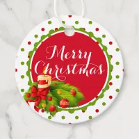 Polka dot & Decorations Merry Christmas Favor Tags