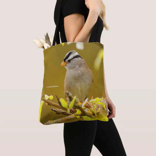 Profile of a Pensive White-Crowned Sparrow Tote Bag