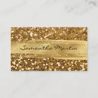 Gold Chunky Glitter Brush Stroke Business Card