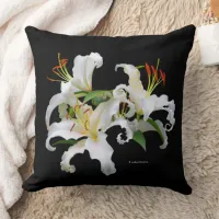 Elegant Floral Casablanca White Oriental Lilies Throw Pillow