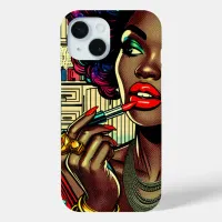 Beautiful Woman Putting on Lipstick iPhone 15 Case