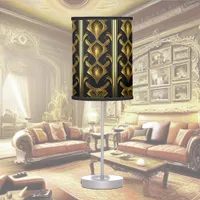 Elegant art deco pattern in black and gold table lamp