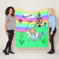 Princess and Unicorn Fairy Tale Personalied Fleece Blanket