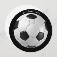 Round Football Soccer Ball Custom Text Modern Holiday Card