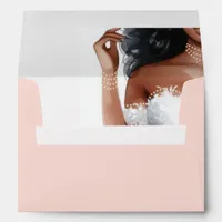 Coral Blush Pampas Coastal Beach Botanical Wedding Envelope