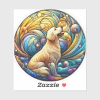 Enchanted Canine on Cosmic Ceramic Swirls Sticker