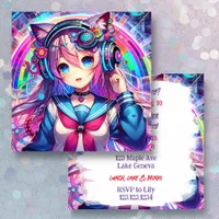 Glitchcore Colorful Anime Artwork Birthday Party Invitation