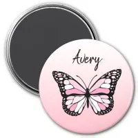 Pretty Pink Butterfly Personalized Name Magnet