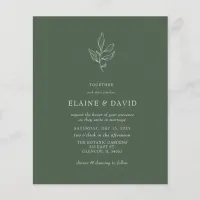 Budget Green Modern Botanical Wedding Invitations