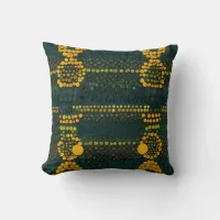 Retro Yellow and Green Zigzag Dot Patter Throw Pillow