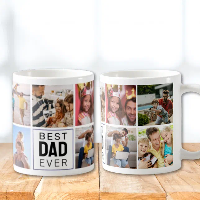 Best DAD Ever Custom Photo Collage Father's Day Coffee Mug